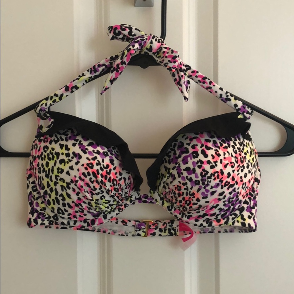 Victoria’s Secret neon leopard push-up bikini top